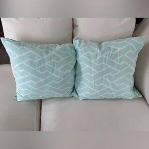 Two Caitlin Wilson Chevron Aqua Pillow Covers